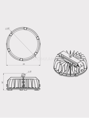 Размеры светильника FHB 70-200-850-F15